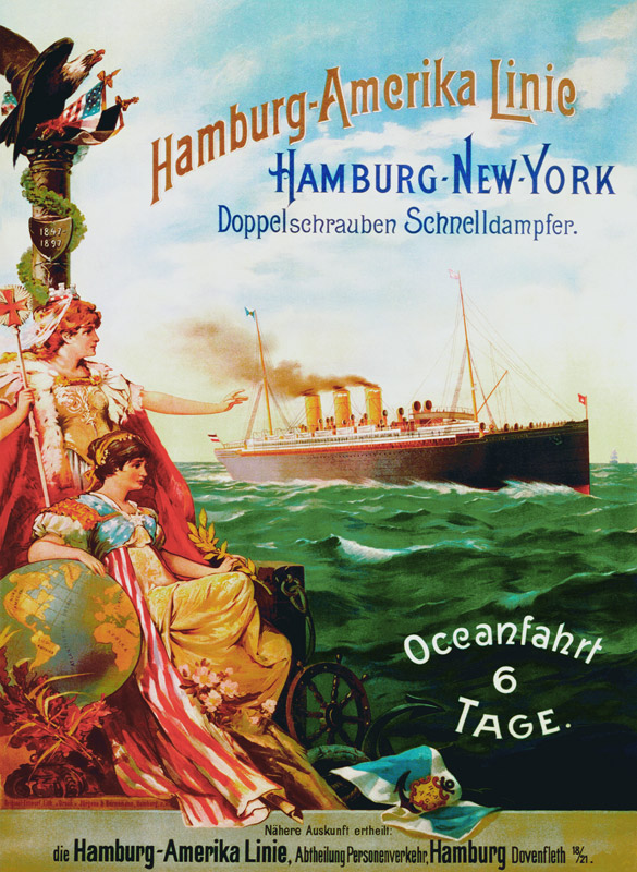 Poster advertising the Hamburg American Line de German School, (19th century)