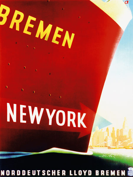 'New York', cartel publicitario de la North German Lloyd Line de German School, (20th century)