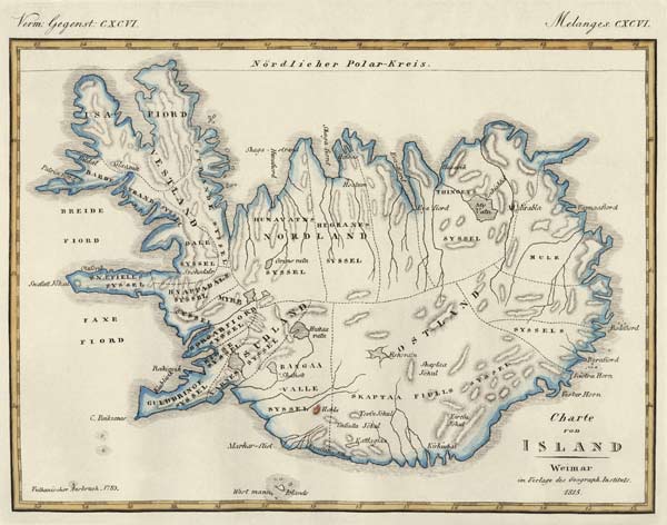 Map of Iceland de German School, (19th century)