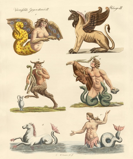 Fabulous animals de German School, (19th century)