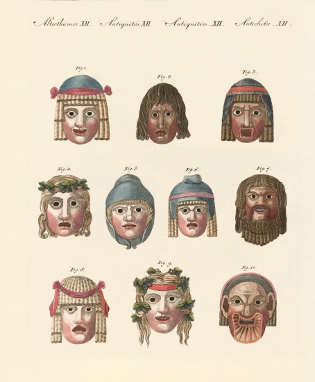Masks of the ancients de German School, (19th century)