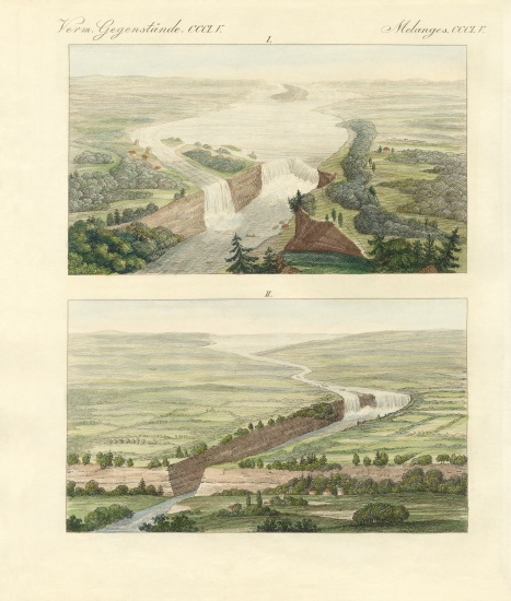Over the Niagara Falls and its setting de German School, (19th century)