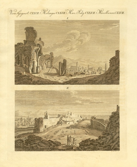 Ruins of the old town Sagunto in Spain de German School, (19th century)