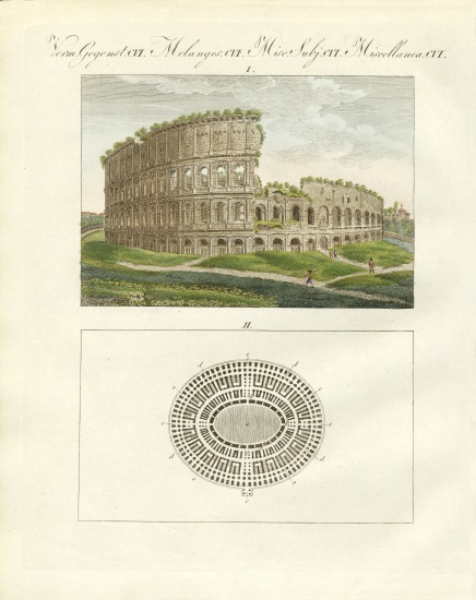 The Colosseum or the amphitheatre of Emperor Flavius Vespasianus de German School, (19th century)