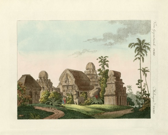 The Indian Pagoda of Mahabalipuram de German School, (19th century)