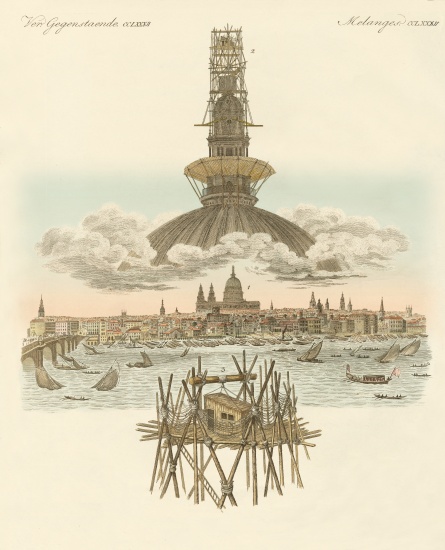 The structure on the top of St. Pauls cathedral for the panorama of London de German School, (19th century)