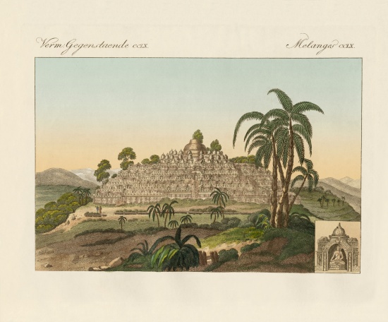The temple of Buddha of Borobudur in Java de German School, (19th century)