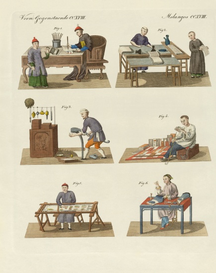 Trades, arts and handworks in China de German School, (19th century)
