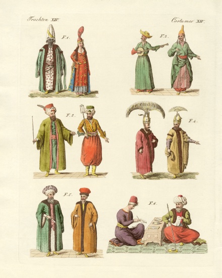 Turkish national costumes de German School, (19th century)