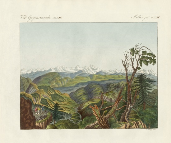 Two views of the Himalayas de German School, (19th century)