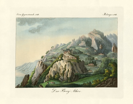 View of the Mount Athos de German School, (19th century)
