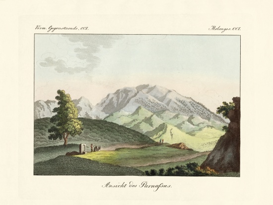 View of the Parnassus in Greece de German School, (19th century)