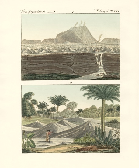 Views of some volcanoes in the kingdom of New Spain in America de German School, (19th century)
