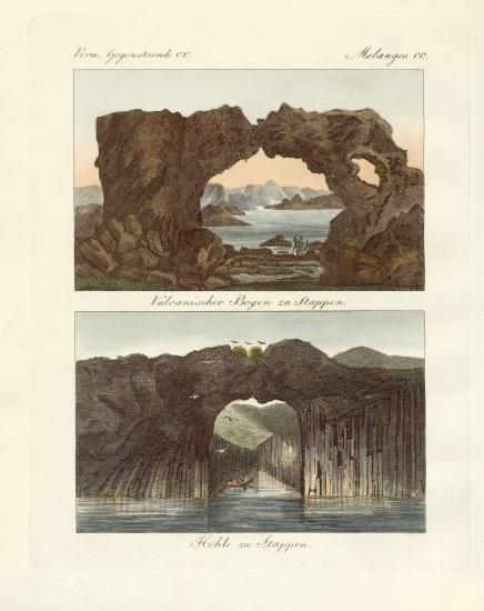 Volcanic arcs and caves de German School, (19th century)