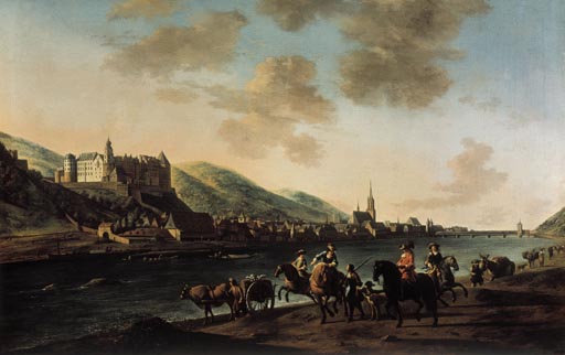 Ansicht der Stadt Heidelberg und des Schlosses vom rechten Neckarufer aus de Gerrit Adriaensz Berckheyde