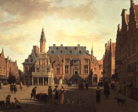 The Market Place with the Raadhuis, Haarlem de Gerrit Adriaensz Berckheyde