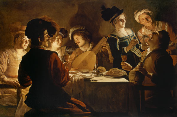 Supper with the Minstrel and his Lute de Gerrit van Honthorst