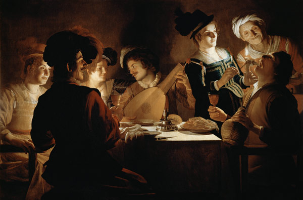 A Feast with a Lute PLayer de Gerrit van Honthorst