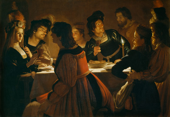 Feast Scene with a Young Married Couple de Gerrit van Honthorst