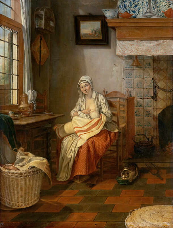 Interior with Nursing Mother de Gerrit Zegelaar