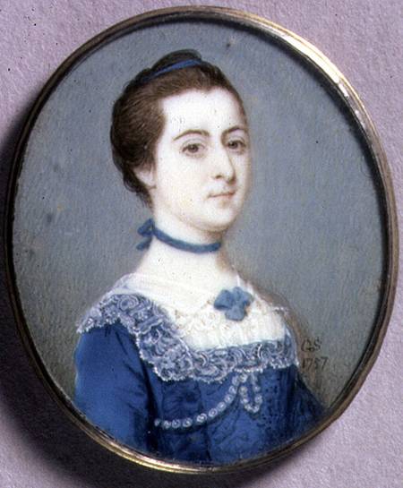Portrait Miniature of a Lady in a Blue Dress de Gervase Spencer