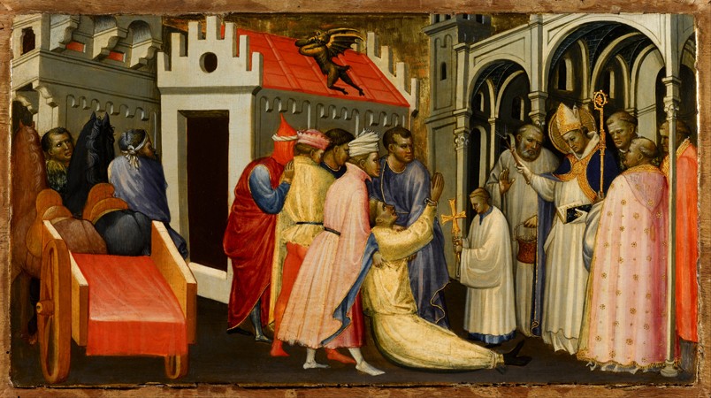 Saint Hugh of Lincoln Exorcises a Man Possessed by the Devil de Gherardo Starnina