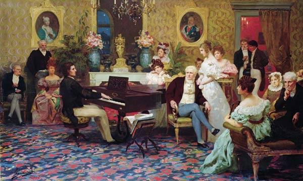 Chopin Playing the Piano in Prince Radziwill's Salon de G.I. Semiradski