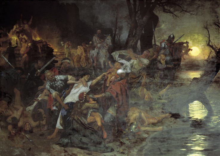 Svyatoslav's I of Kiev Warriors Fighting during the Siege of Dorostolon in 971 de G.I. Semiradski
