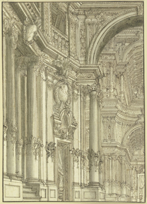 Säulenhalle, links ein Portal de Giacomo Antonio Mannini