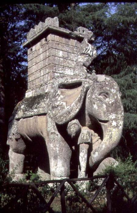 A Gigantic Sculpted Elephant, from the 'Parco dei Mostri' (Monster Park) gardens laid out between 15 de Giacomo Barozzi  da Vignola