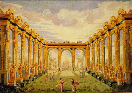 Act III, scene V: Courtyard of the Elysian Fields de Giacomo Torelli