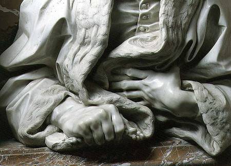Bust of Gabrielle Fonseca (doctor of Pope Innocent X) detail of hands clutching robe, from the Fonse de Gianlorenzo Bernini