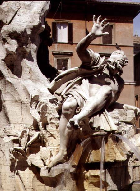 The Fountain of the Four Rivers, detail of figure representing the river Plate de Gianlorenzo Bernini