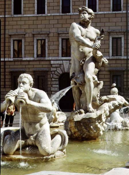 The Moro Fountain, detail of river gods and monsters de Gianlorenzo Bernini