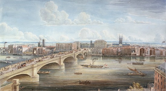Another View of New London Bridge, showing the West Front, looking towards Southwark, and giving a d de Gideon Yates