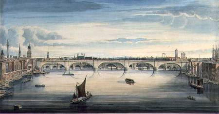 West view of New London Bridge and Old London Bridge de Gideon Yates
