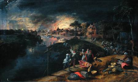 Scene of a War with a Fire de Gillis Mostaert