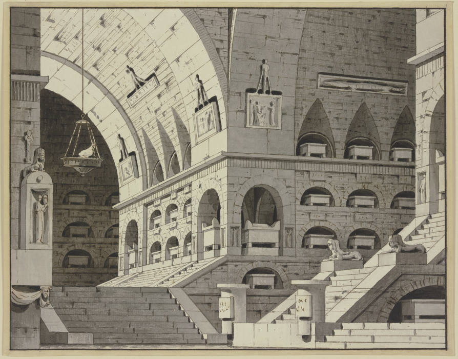 Ägyptisches Grabgewölbe mit vielen Sarkophagen de Giorgio Fuentes