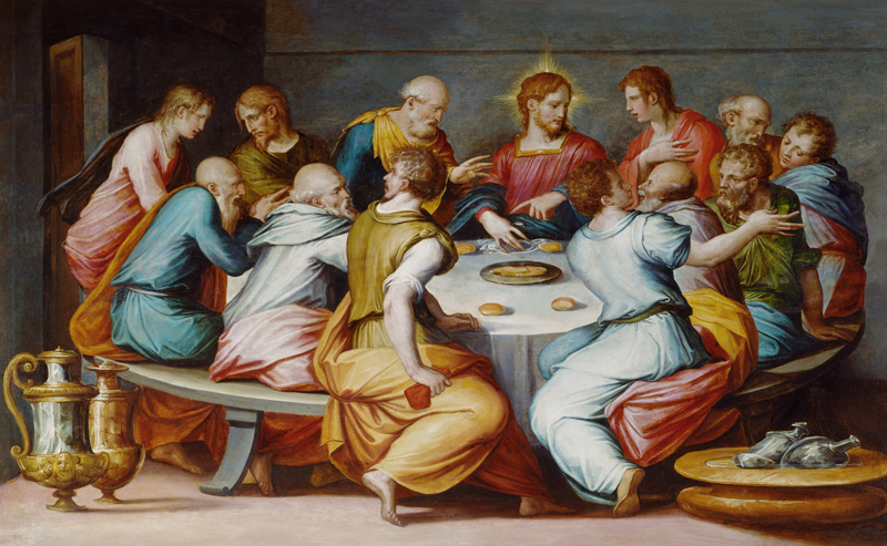 despierta Cerdo Sesión plenaria G.Vasari, Das Abendmahl - Giorgio Vasari en reproducción impresa o copia al  óleo sobre lienzo.