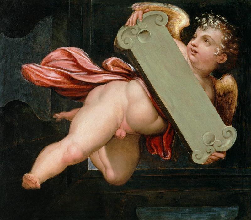G.Vasari / Putto with Tablet / Paint. de Giorgio Vasari