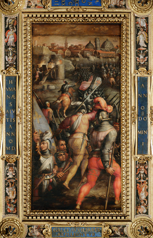 The Battle of Barbagianni from the ceiling of the Salone dei Cinquecento de Giorgio Vasari