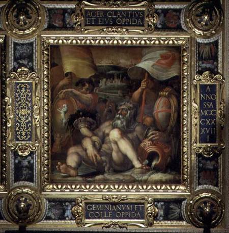 Allegory of the towns of San Gimignano and Colle Val d'Elsa from the ceiling of the Salone dei Cinqu de Giorgio Vasari