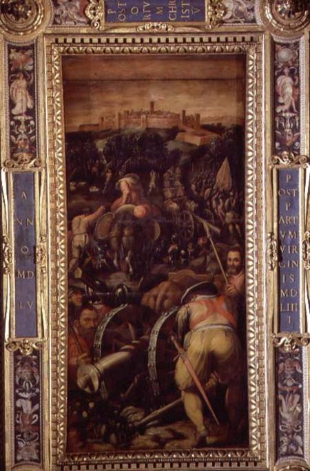 The Capture of Monteriggioni from the ceiling of the Salone dei Cinquecento de Giorgio Vasari