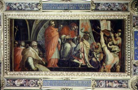 Clement IV (1265-68) delivering arms to the leaders of the Guelph party from the ceiling of the Salo de Giorgio Vasari