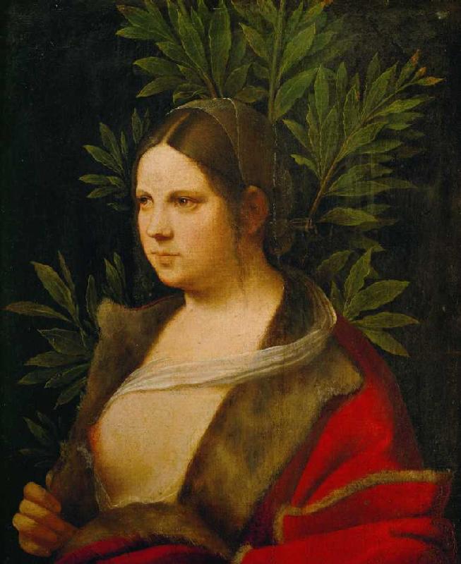 Bildnis einer jungen Frau (Petrarca's Laura) de Giorgione (eigentl. Giorgio Barbarelli oder da Castelfranco)