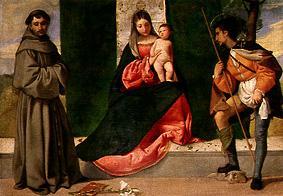 The virgin with the child between the hll. Rochus de Giorgione (eigentl. Giorgio Barbarelli oder da Castelfranco)