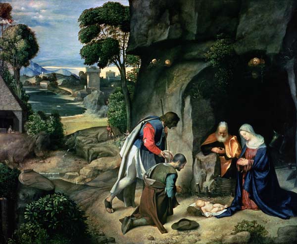 The Adoration of the Shepherds (The Allendale Nativity) de Giorgione (eigentl. Giorgio Barbarelli oder da Castelfranco)