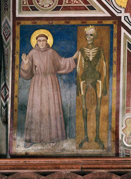 Der hl. Franziskus von Assisi weist auf den Tod hin de Giotto (di Bondone)