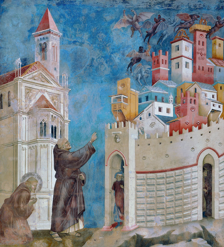 Der Hl. Franziskus befreit die Stadt Arezzo von Daemonen de Giotto (di Bondone)