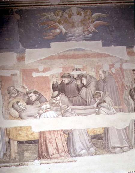 The Death of St. Francis, detail of bier, from the Bardi chapel de Giotto (di Bondone)